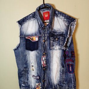 Born Fly Anytown USA Men's XL  Denim Vest Sleeveless Street Biker Wear